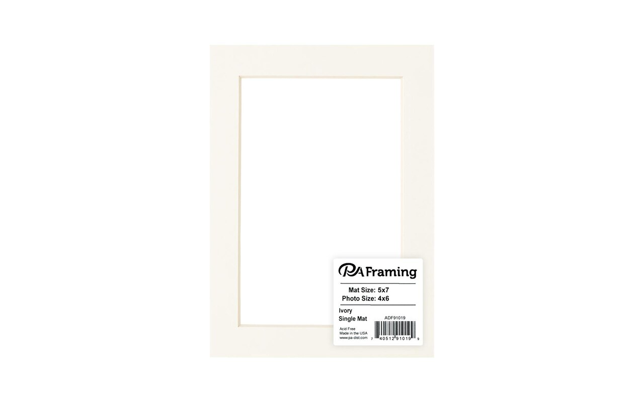 PA Framing Acid Free Photo Mat Board, 5" x 7" frame for 4" x 6" inches picture mats, beveled ivory mats with cream core fits 5x7 frame with opening for 4x6 photos